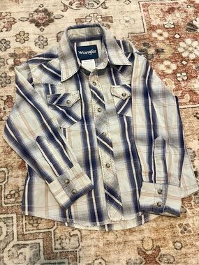 Wrangler Boys XS Plaid Button-Down Pearl Snap Shirt